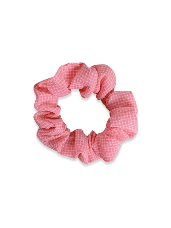 Chouchou Elastique à Carreaux Imprimé en Tissu - Rose 