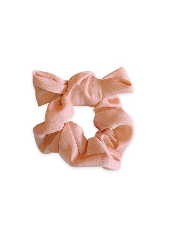 Chouchou Elastique en Couleur Unie avec Nœud Papillon en Tissu - Rose 