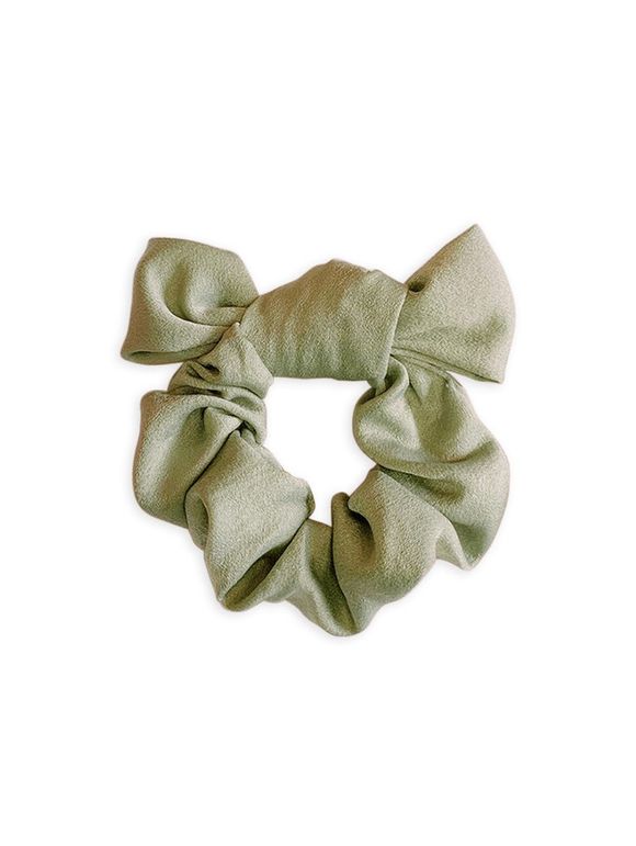 Chouchou Elastique en Couleur Unie avec Nœud Papillon en Tissu - Vert Pistache 
