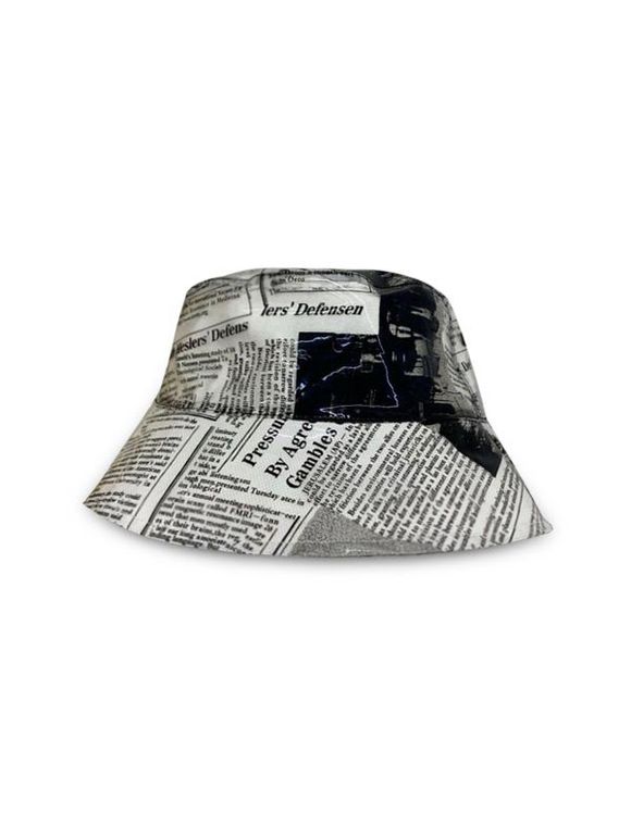 Chapeau Seau en PVC Réversible Journal Imprimé - Noir 