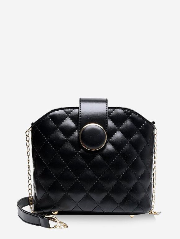 Sac à Bandoulière Seau Matelassé Chaîne en Cuir - Noir 