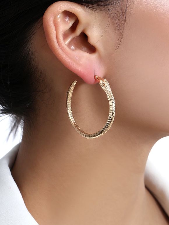 Boucles d'Oreille Cercle en Forme de Serpent - Or 