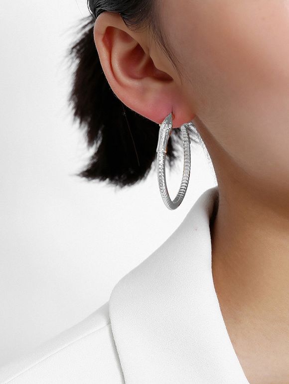 Boucles d'Oreille Cercle en Forme de Serpent - Argent 
