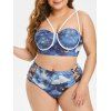 Maillot de Bain Bikini Lune Etoile Galaxie avec Harnais de Grande Taille - Bleu profond 1X
