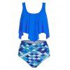 Maillot de Bain Tankini Ecaille de Sirène Design de Grande Taille - Bleu Océan 1X