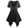 Ensemble de T-shirt à Bretelle Noué en Dentelle de Grande Taille - Noir 4X