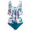 Maillot de Bain Tankini Motif de Feuille de Fleur de Grande Taille - multicolor 3X