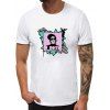 T-shirt Décontracté Caractère Imprimé à Manches Courtes - Blanc XL