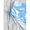 Maillot de Bain Bikini Sanglé Feuille Fleur de Grande Taille à Volants - Bleu Ciel Léger 5X