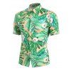 Chemise à Imprimé Feuille Fleurie à Manches Courtes - Vert Trèfle M