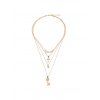 Collier Pendant Superposé Croix en Forme de Serrure - Or 