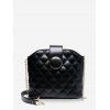 Sac à Bandoulière Seau Matelassé Chaîne en Cuir - Noir 