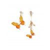 Boucles d'Oreilles Pendantes Asymétriques Motif Papillons - Orange 