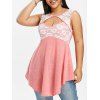 Débardeur Découpé en Dentelle Insérée de Grande Taille - Rose Rosé 5X