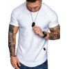 T-shirt Applique Superposé en Couleur Unie à Manches Raglan - Blanc L