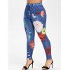 Legging Moulant Motif Jean Floral Grande-Taille - Bleu Océan 3X