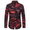 Chemise Boutonnée Camouflage Imprimé à Manches Longues - Rouge S