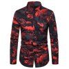 Chemise Boutonnée Camouflage Imprimé à Manches Longues - Rouge M