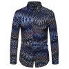 Chemise Boutonnée Imprimée à Manches Longues - Bleu Marine M