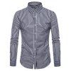 Chemise Boutonnée Motif Rayé à Manches Longues - Ardoise bleue foncée XL