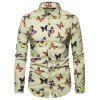 Chemise Papillon Imprimé à Manches Longues avec Bouton - Brun Gingembre XL