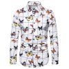 Chemise Papillon Imprimé à Manches Longues avec Bouton - Blanc L