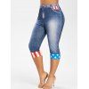 Legging Court 3D Drapeau Américain Imprimé de Grande Taille - Bleu Lapis 1X