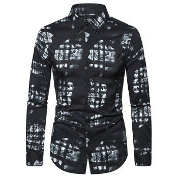 

Floral Pattern Leisure Long-sleeved Shirt, Black