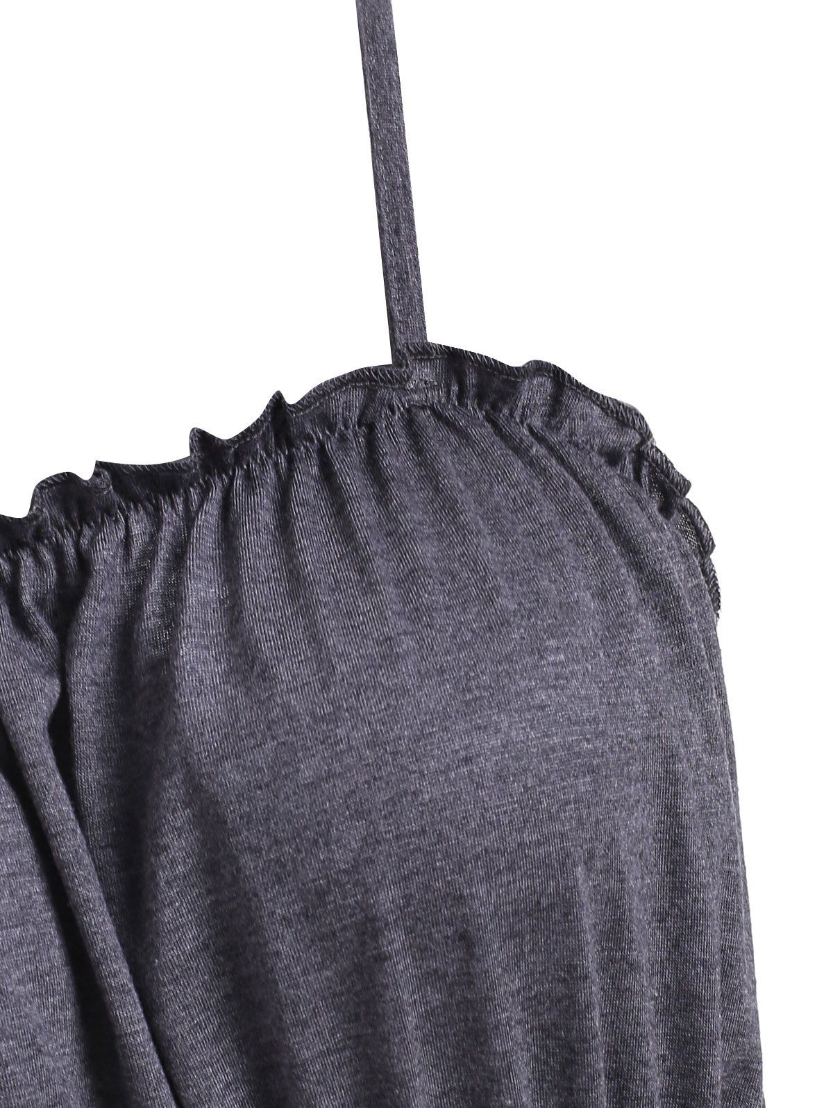 Robe à Bretelle Applique en Dentelle à Volants - Gris nuageux 2XL