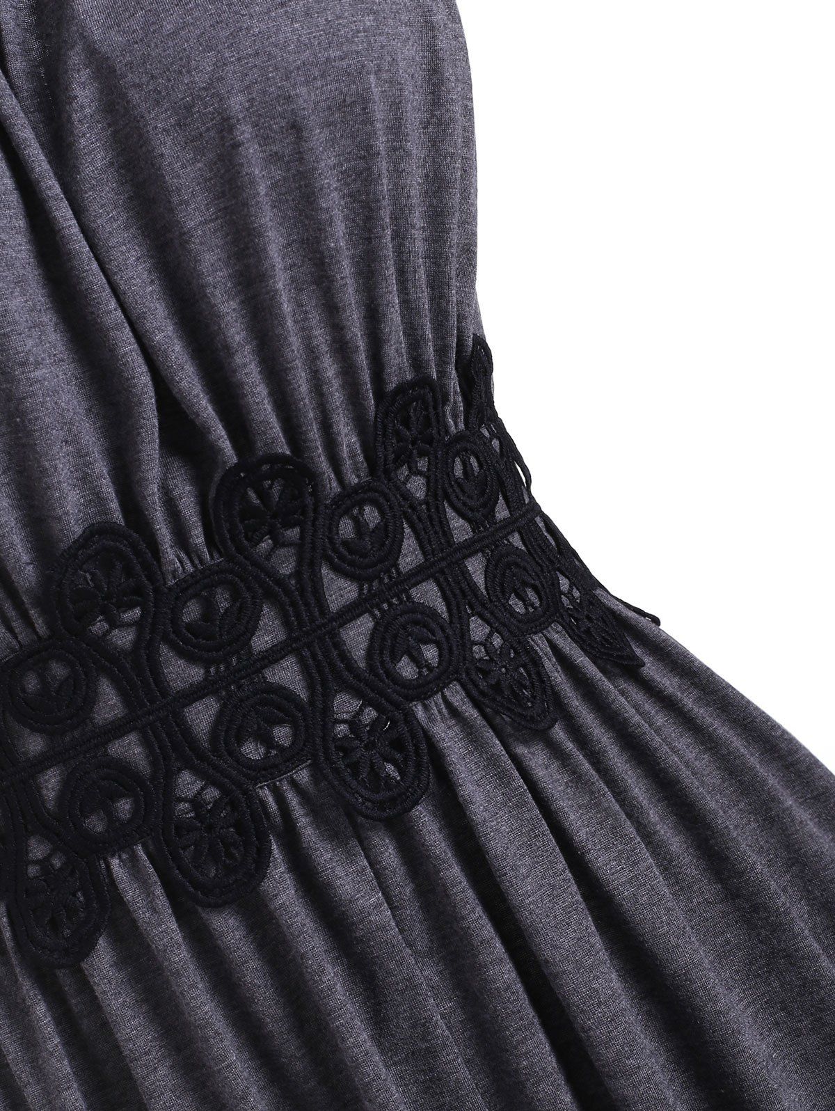 Robe à Bretelle Applique en Dentelle à Volants - Gris nuageux 2XL