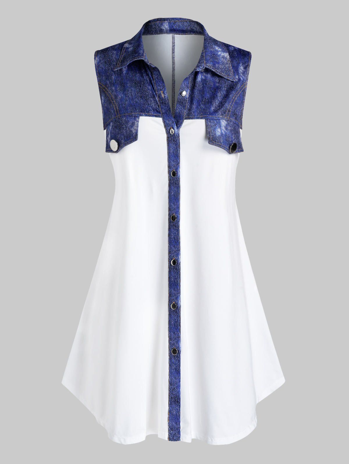 

Plus Size Flat Detail Patchwork Tank Top, White
