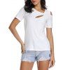 T-Shirt Simple à Épaule Dénudée avec Découpe - Blanc M