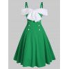 Robe Embellie de Bouton Epaule Dénudée en Fausse Fourrure Insérée - Vert Clair de Mer XL