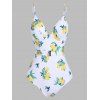 Floral Lemon Clasp Underwire One-piece Swimsuit - WHITE L