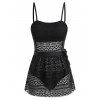 Openwork One-piece Swimsuit with Sarong - BLACK XL