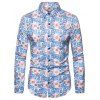 Chemise Boutonnée Géométrique à Manches Longues - Blanc 2XL