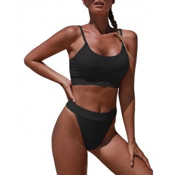 

Shadow Striped Padded Bikini Swimwear, Black