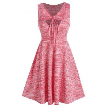

Space Dye Cinched Cutout V Neck Dress, Pink rose