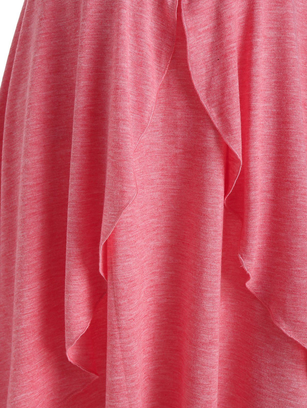 Mini Robe Boutonnée Taille Haute sans Manches à Col V - Rose Rosé L