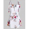 Débardeur Fleuri Imprimé à Demi-Bouton avec Nœud Papillon - Blanc Lait 3XL