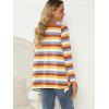 Striped Print Hanky Hem T-shirt - multicolor A 3XL