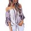 Off Shoulder Tie Hem Tie Dye Blouse - PURPLE XL