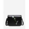 Sac à Bandoulière Rectangle Rétro Fleur Brodée - Noir 