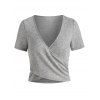 T-shirt Court Superposé Chiné à Col Plongeant - Cendre gris XL