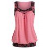 Débardeur Boutonné en Dentelle Insérée - Rose Rosé XL
