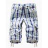 Short Cargo Multi-Poches à Carreaux - Bleu Océan 30