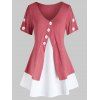 T-shirt Bicolore de Grande Taille - Rouge Haricot 5X