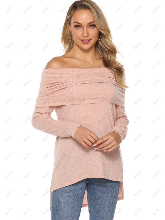 Haut Fendu Haut Bas à Manches Raglan - Rose M