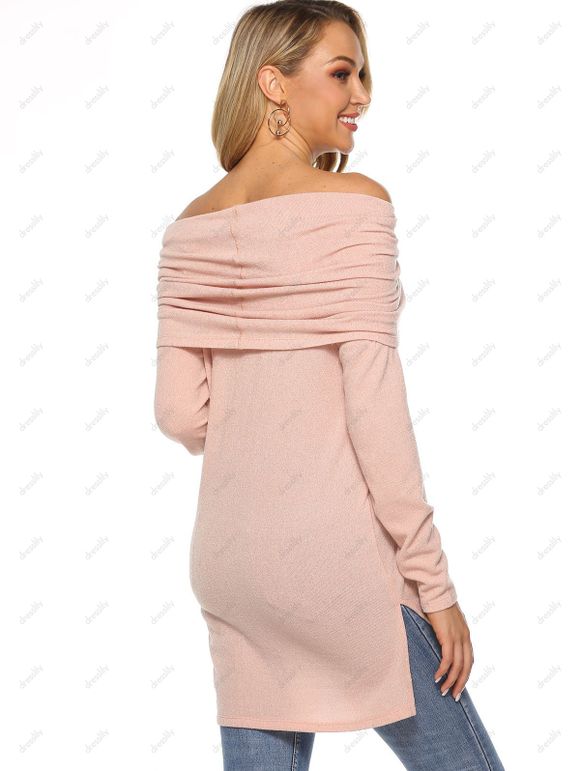 Haut Fendu Haut Bas à Manches Raglan - Rose M