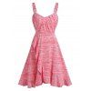 Space Dye Sundress Rhinestone Buckled Ruffled Mini Cami Dress - PINK ROSE XL
